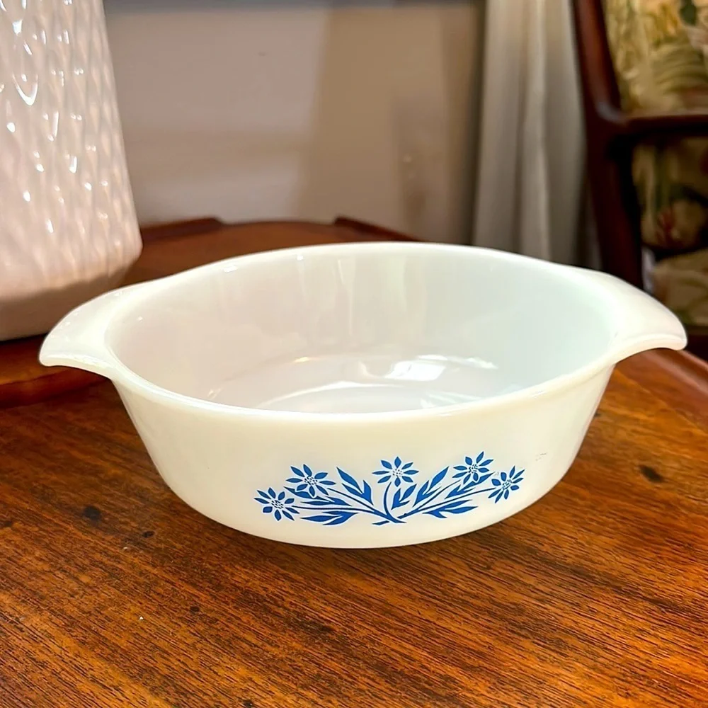 Fire King casserole dish 1 qt Vintage Cornflower